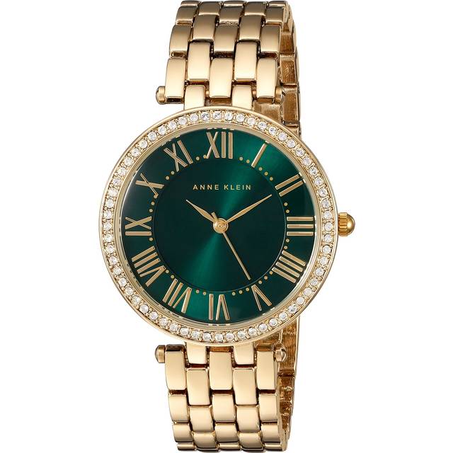 Anne Klein Women's Premium Crystal Accented Gold-Tone Bracelet Watch, AK/2230GNGB