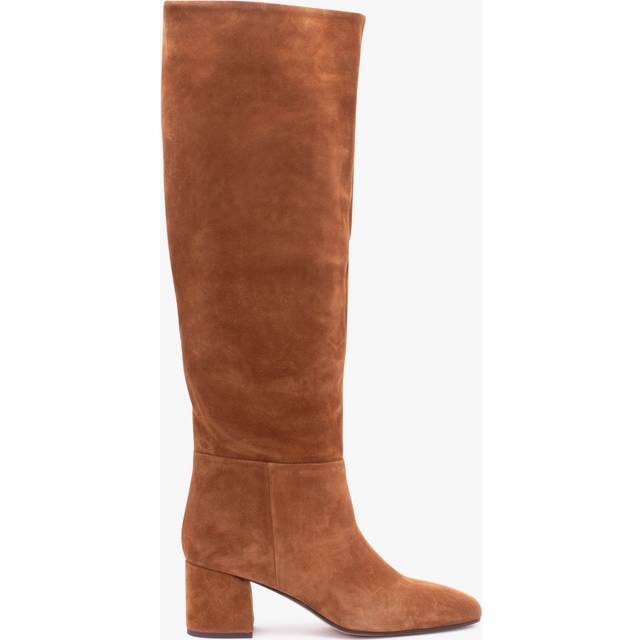 DANIEL Lancey Tan Suede Block Heel Knee Boots Size: 35, Colour: Tan Su
