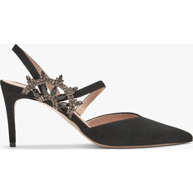 DANIEL Tidy Black Suede Jewelled Heel Pumps Size: 36, Colour: Black Su
