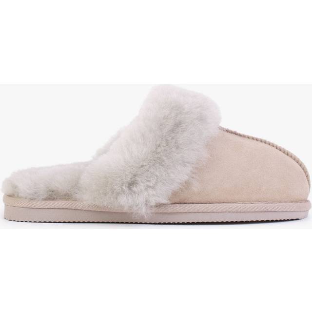 DANIEL Shut Taupe Sheepskin Twinface Slippers Size: 37, Colour: Taupe Fabric