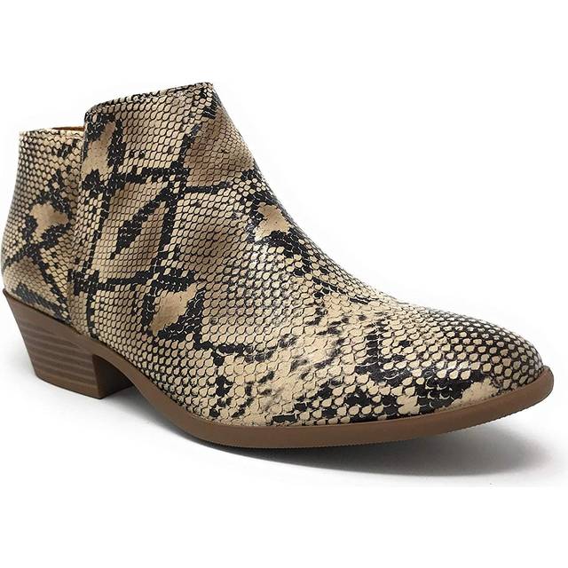 Soda Womens Mug Western Ankle Bootie w Low chunky Block Stacked Heel (