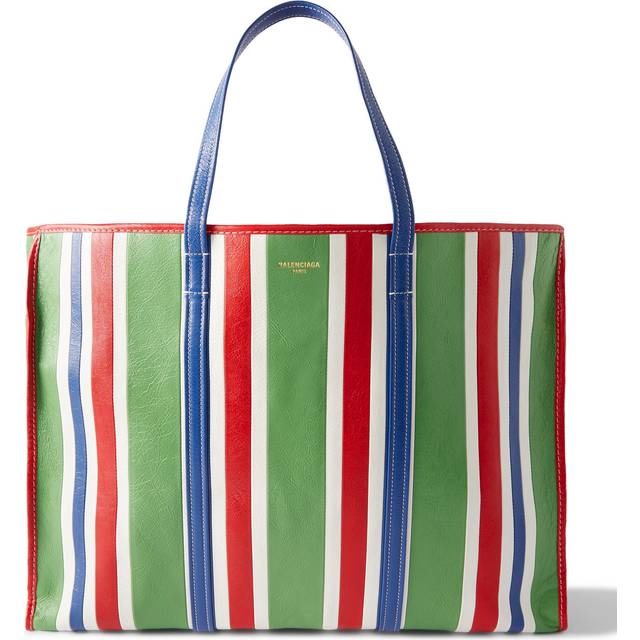 Balenciaga - Chatelet Logo-Print Striped Leather Tote Bag - Men - Green