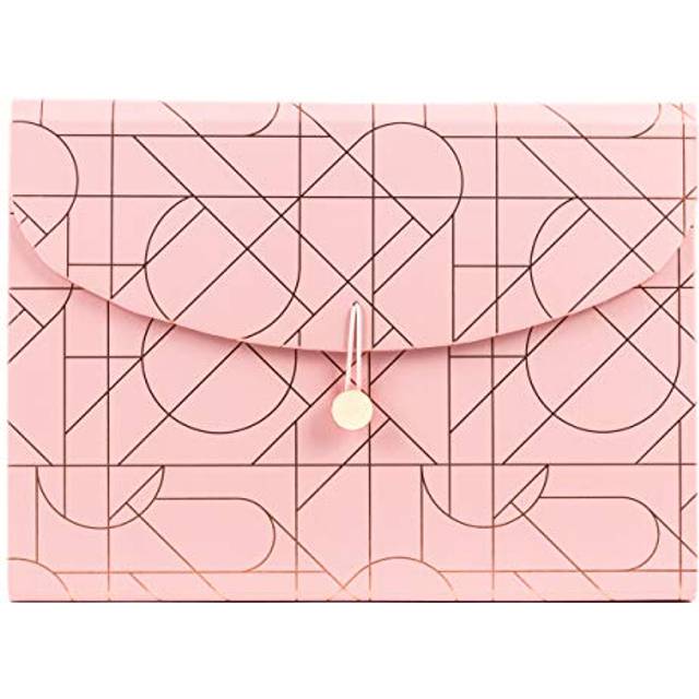 U Brands Modern Pretty Fashion Expandable File Folder  Letter Size  13 Pockets  Pink