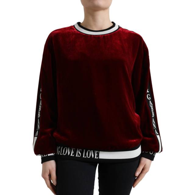 Bordeaux Velvet Crew Neck Pullover Sweater - IT36|XXS