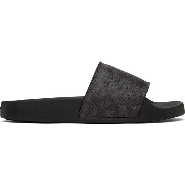 Coach 1941 Black Coated Canvas Pool Slides - Charcoal Signature - US 8