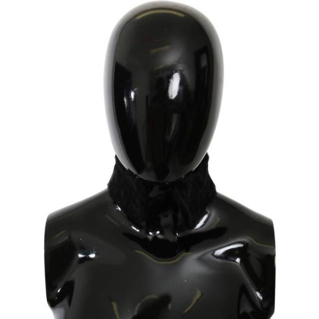 Dolce & Gabbana Black Fur Neck Collar Wrap Lambskin Scarf (OS)