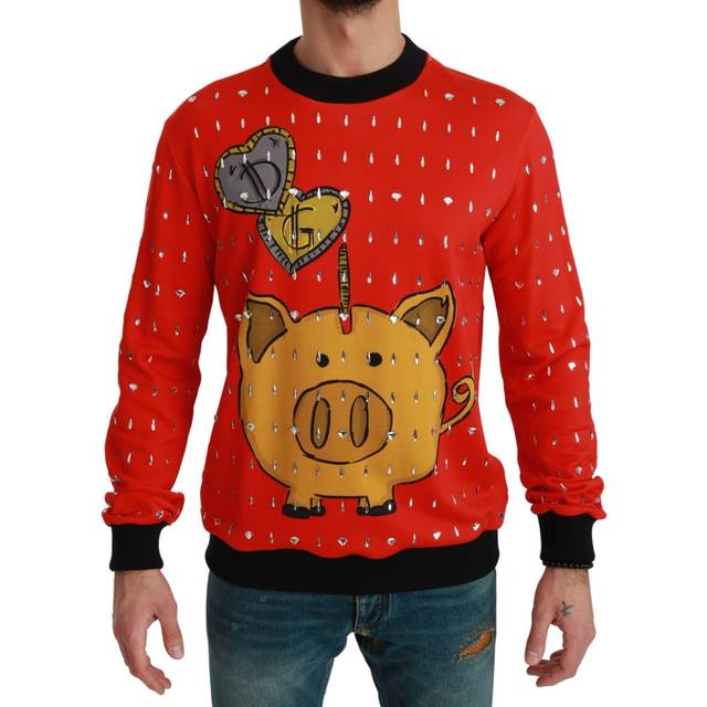 Dolce & Gabbana Red Crystal Pig of the Year Sweater - IT46 | S (IT56 | XXL)