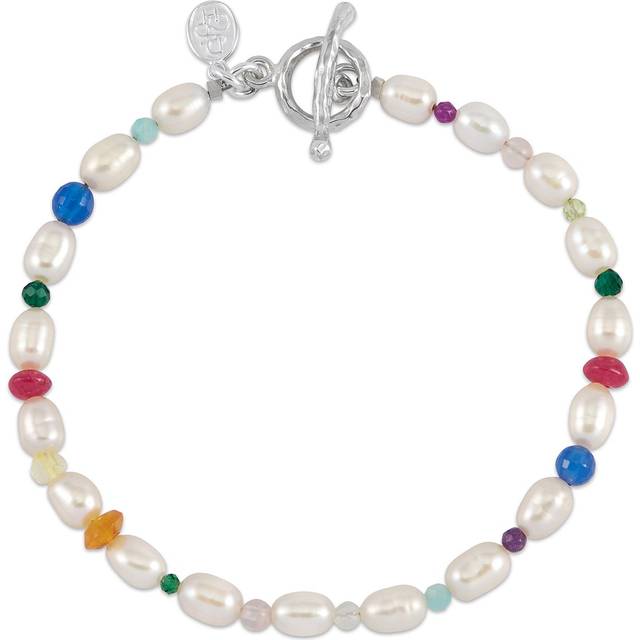 Dower & Hall Carnival Mixed Stone Freshwater Pearl Bracelet, Silver/Multi