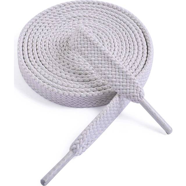 VSUDO Upgrade 24 Double Layer Weave Flat Shoelaces  5/16 Wide Flat Shoe Laces for Adults & Kids Sneakers or Athletic Shoes 1Pair-White Gray-60CM