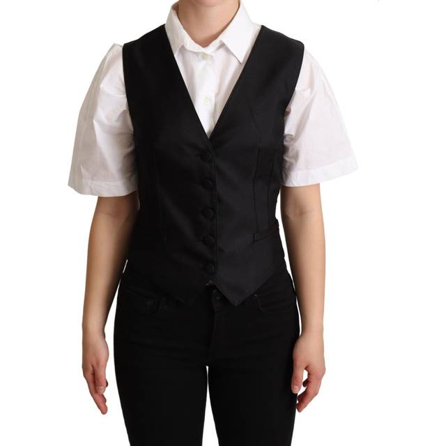 Dolce & Gabbana Black Silk Sleeveless Waistcoat Vest - IT38|XS