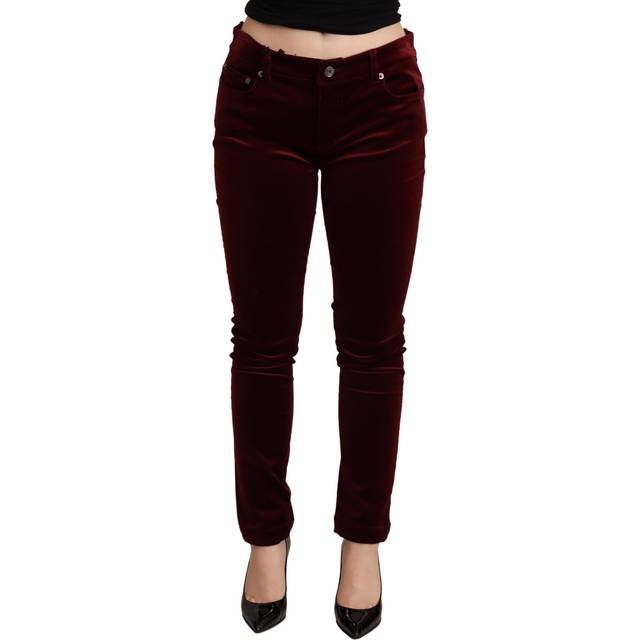 Dolce & Gabbana Bordeaux Red Velvet Skinny Trouser - IT36 | XS
