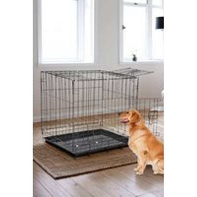 85cm W x 60cm D x 70cm H Wire Dog Crate with 2 Doors and 2 Tray - Black - One Size