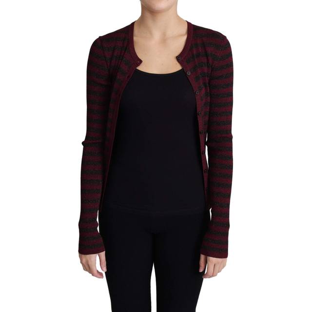 Dolce & Gabbana Black Red Striped Viscose Cardigan Sweater - IT38|XS