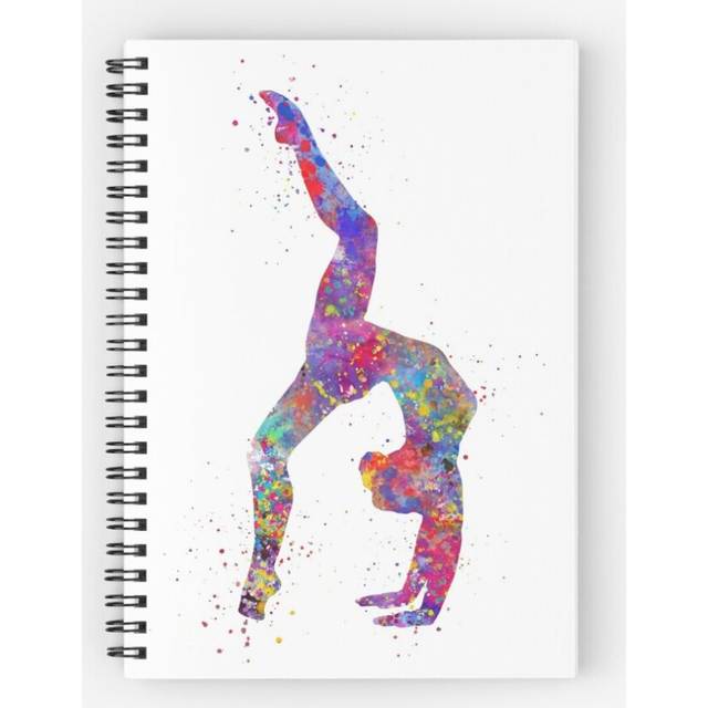 Spiral Notebook Gymnastics girl, watercolor gymnastics, teen gift, gymnastics wall art A5 120 Pages