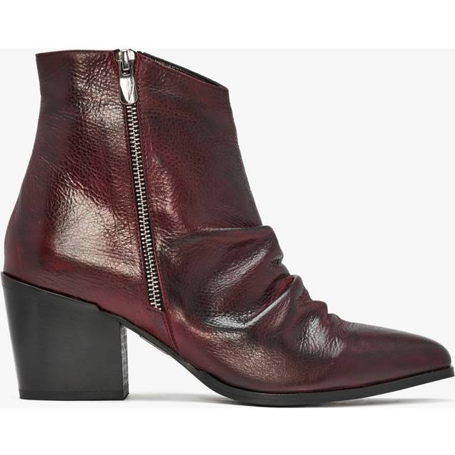 MODA IN PELLE Coralie Burgundy Leather Western Ankle Boots Size: 39, C