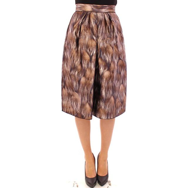 Dolce & Gabbana Brown Floral Silk Straight Full Skirt - IT42|M (IT44|L)