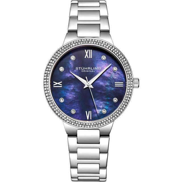 Stuhrling 3907 2 Symphony Quartz Crystal Accented Mother Of Pearl Womens Watch