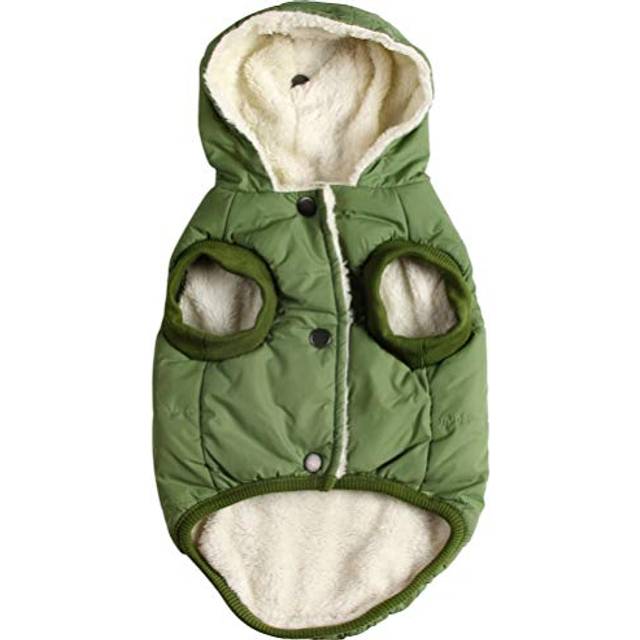 Vecomfy Fleece Lining Extra Warm Dog Hoodie in Winter Small Dog Jacket Puppy Coats with Hooded Green XS