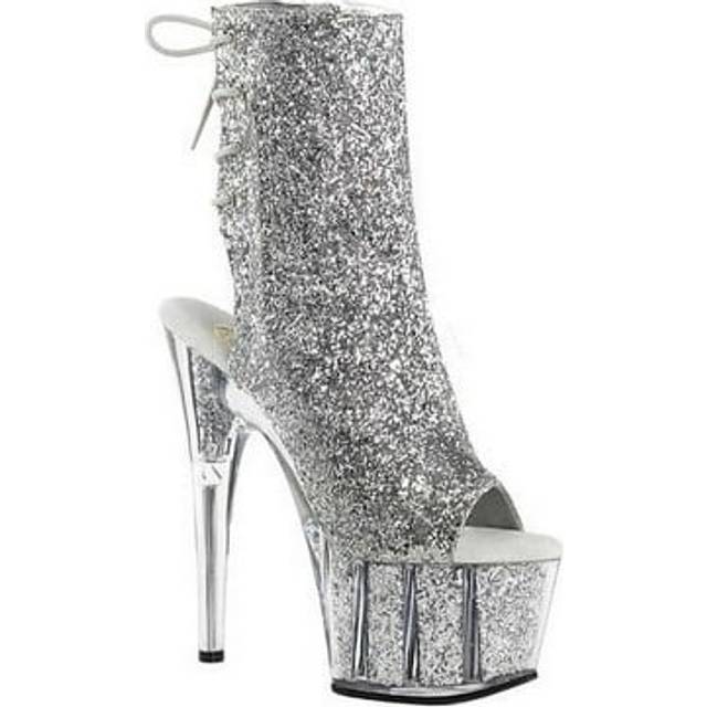 (UK 6/EU 39/US 9) Pleaser Womens Ankle Boots ADORE-1018G Slv Glitter/Slv Glitter