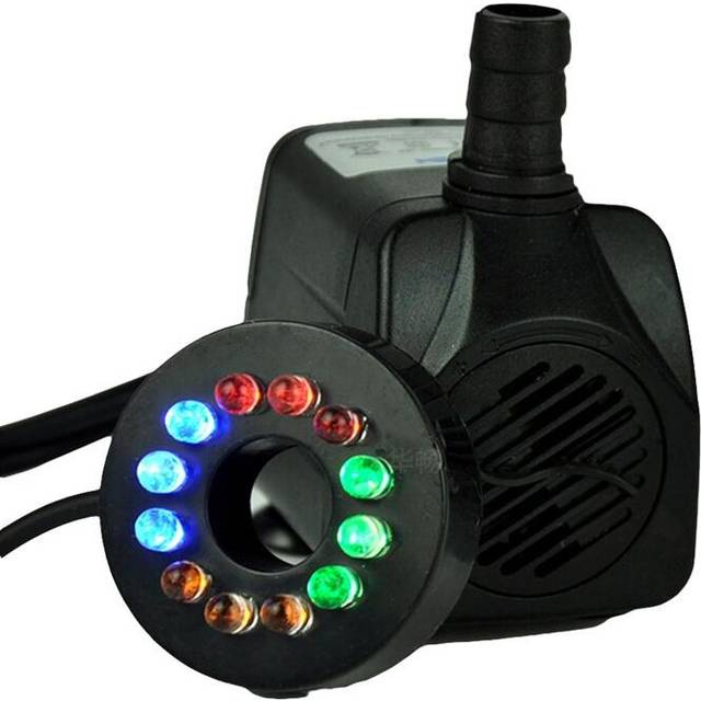 Powerful Submersible Water Pump with LED Light Adjustable Water Flow for Fountain Ponds Aquarium Fish Tank Statuary with EU Plug