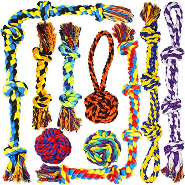 Large Tough Chew Toys for Aggressive Chewers Large Breed,Heavy Duty Dental Rope Toys Kit for Medium Dogs,5 Knots Indestructible Cotton Puppy Teething