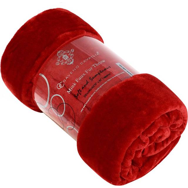 Mink Faux Fur Blanket - Red (W200 x L240cm)