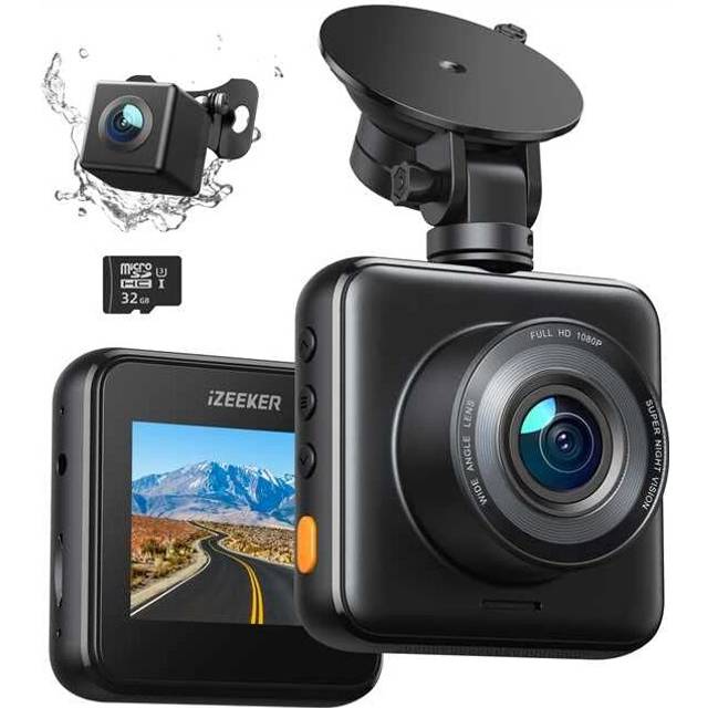 iZEEKER Dash Cam Front and Rear with SD Card 1080P Full HD Car Camera Dashboard, Dual Dashcam for cars 170 Wide Angle, G-sensor, Night Vision, WDR