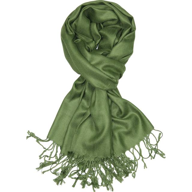 Achillea Large Soft Silky Pashmina Shawl Wrap Scarf in Solid Colors (Olive Green)