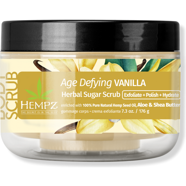 HEMPZ Age Defying Sugar Body Scrub  Vanilla  Musk  All Natural Anti Aging Exfoliating Shea Butter Sugar and Salt  For Women Men and Teens  73 fl oz