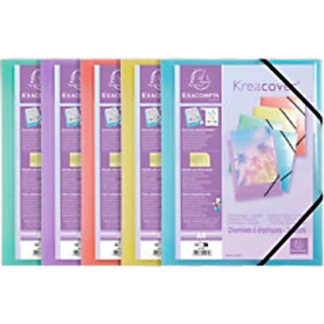 Exacompta Kréacover Pastel 3 Flap Folder 55279E PP (Polypropylene) Rubber Band 24 (W) x 0.2 (D) x 32 (H) cm Assorted Pack of 25