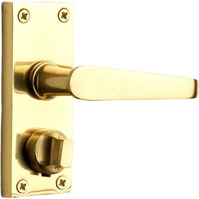 Victorian Straight Lever - Privacy Door Handle - Polished Brass - Pair - Designer Levers