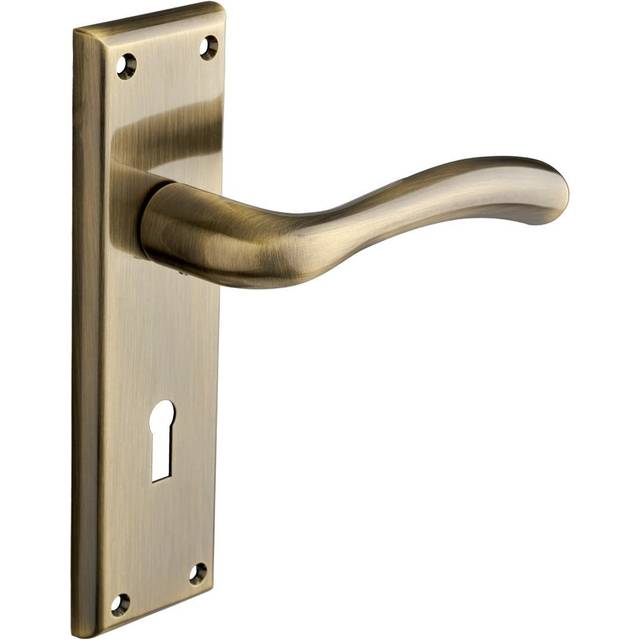 Minerva Curved Lever Lock Door Handle - Antique Brass - Internal - Pair - Designer Levers