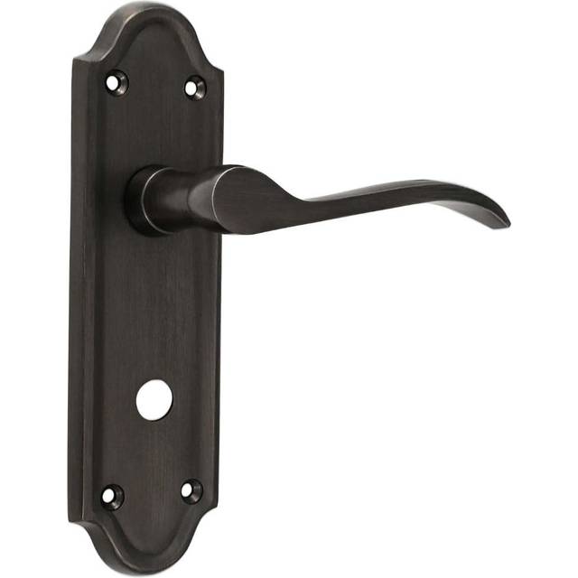 Kennington Lever Bathroom Thumb Lock Door Handle - Antique Pewter - Pair - Designer Levers