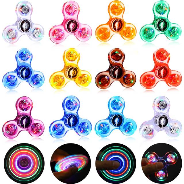 Fidget Spinner 12 Pack, Party Favors LED Light Up Fidget Spinner, Kids Fidget Spinners Bulk Goodie Bag Basket Stuffers,