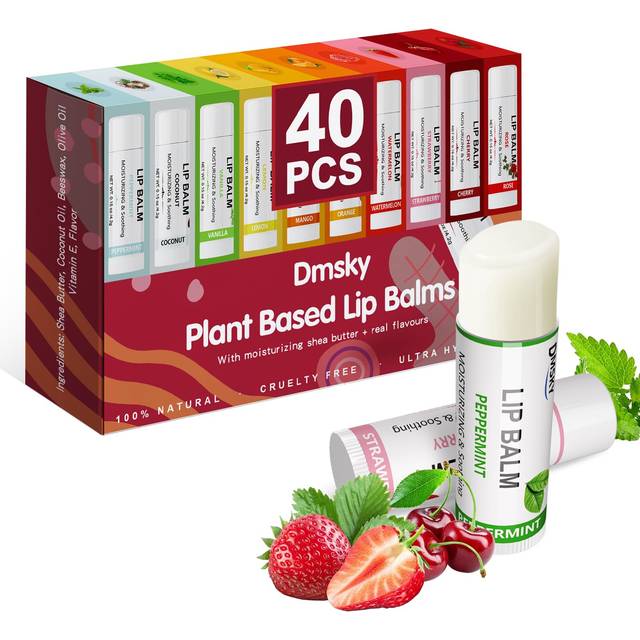 Dmsky Lip Balm Bulk  Fruit Lip Balm Variety Pack  Hydrating Lip Balm for Men Women Kids  015 Oz  40 count Pack of 1