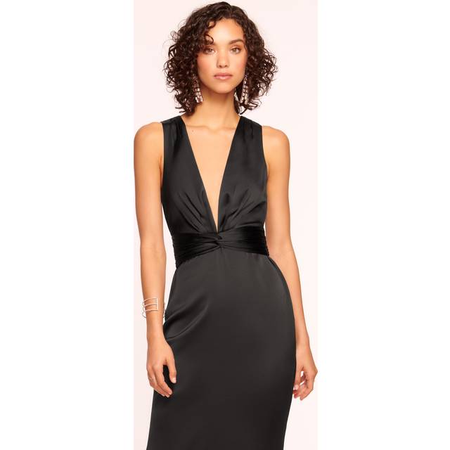 Talon Plunging Midi Dress in Black - BLACK - 10