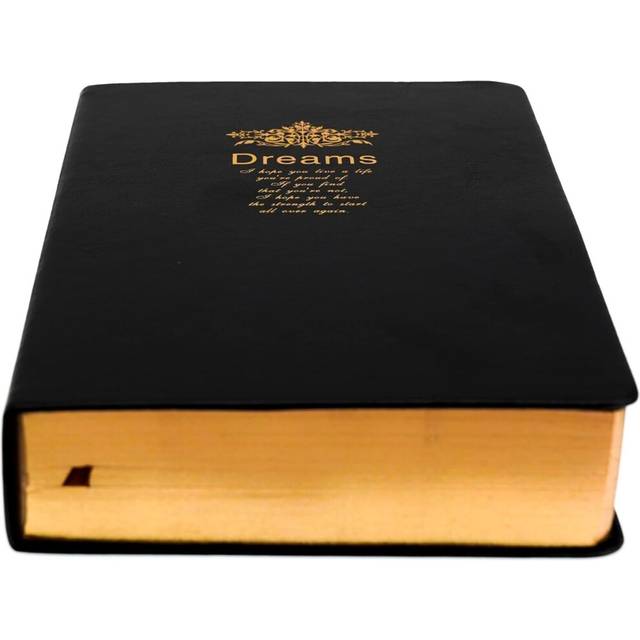 Thick Journal, Blank Premium Papers with Golden Rim, Hardcover Notebook with Black Soft Faux Leather Cover,for Writing Drawing
