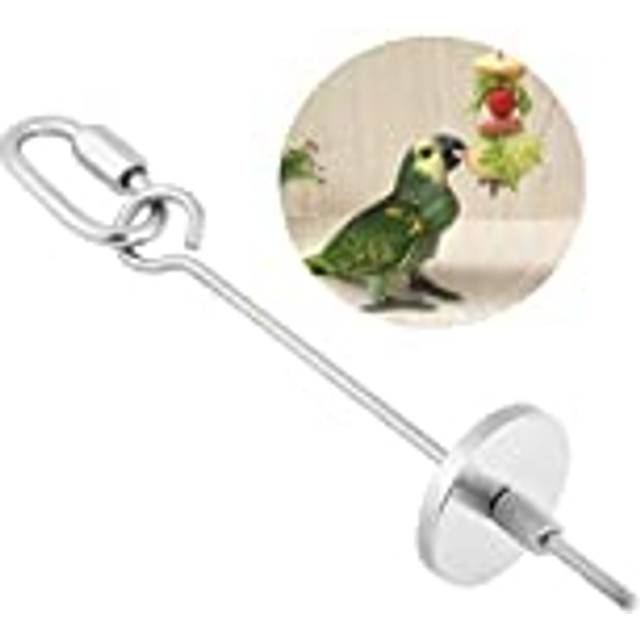Parrot Skewer, Stainless Steel Parrot Fruit Vegetable Meat Food Stick Holder Small Animal Bird Hutch Cage Foraging Toy Parrots Treating Tool (S)