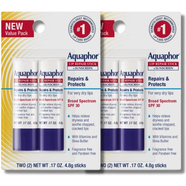 Aquaphor Lip Repair Stick with Sunscreen  Lip Protectant  Soothes Dry Chapped Lips  0.17 Oz Stick  2 Count (Pack of 2)