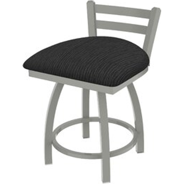 "411 Jackie 18"""" Low Back Swivel Vanity Stool with Anodized Nickel Finish and Graph Coal Seat"