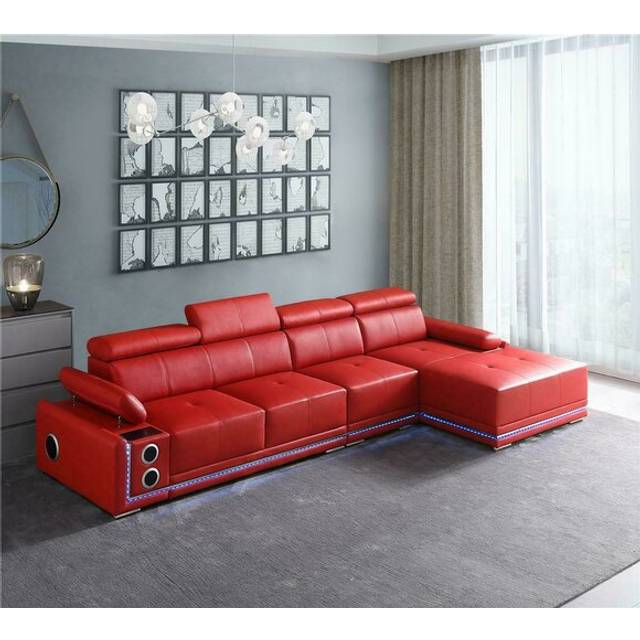 Couch illuminated leather corner sofa l shape sound led boxes modern sofa couch