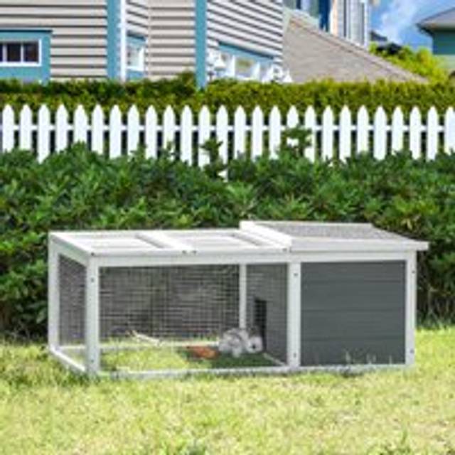 Pawhut Wooden Guinea Pigs Hutches Small Guinea Pigs Hutches Pet Run Cover, With Uv-resistant Asphalt Roof And Water-repellent Paint