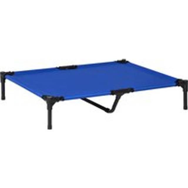 PawHut Raised Dog Bed Cat Elevated Lifted Portable Camping w/ Metal Frame for Large Dogs, Blue Aosom UK