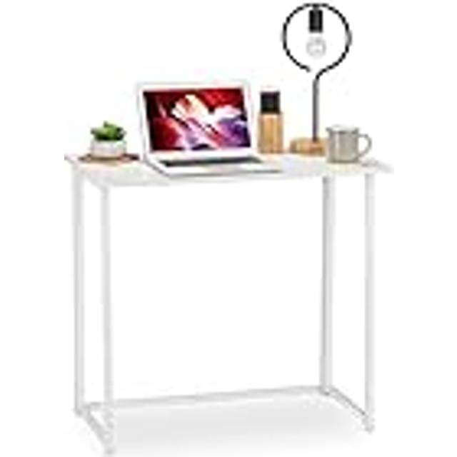 Relaxdays Foldable Desk, PC-Table To Fold, Space-saving Desk, Folding, Home Office, 74.5x80x45cm, White