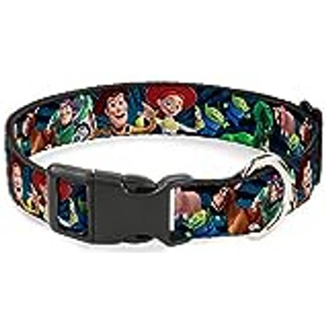 "Buckle-Down Plastic Clip Collar - Toy Story Characters Running2 Denim Rays - 1.5"" Wide - Fits 16-23"" Neck - Medium"