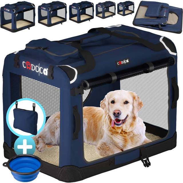 Dog Carrier Fabric Navy Blue XXL Foldable 90x60x66cm