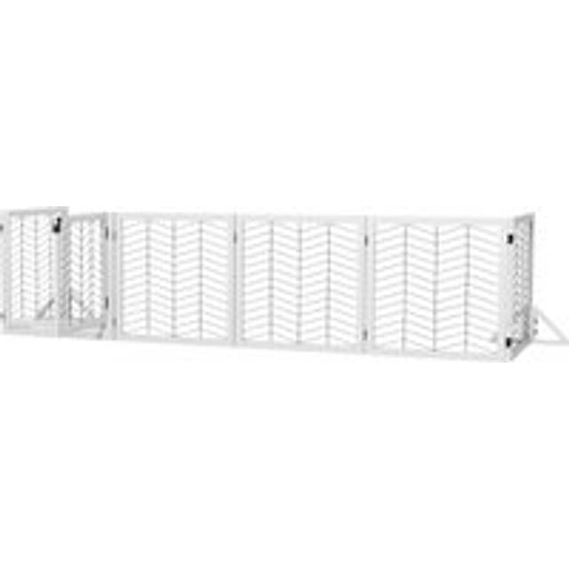 Pawhut 8 Panels Foldable Pet Playpen With Support Feet, For House, Doorway, Stairs, Small And Medium Dogs - White