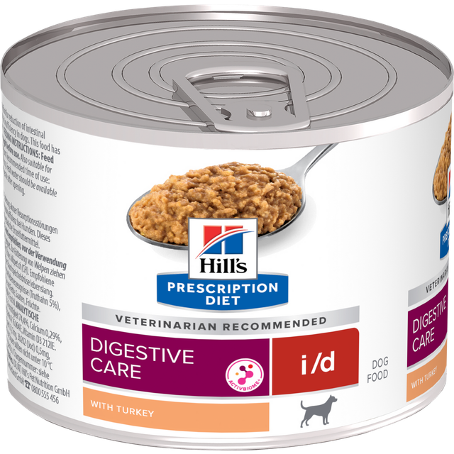 Hill's Prescription Diet I/D Digestive Care våtfoder hund med kalkon (burk). Förpackning: 1 bricka (12 x 200 g)