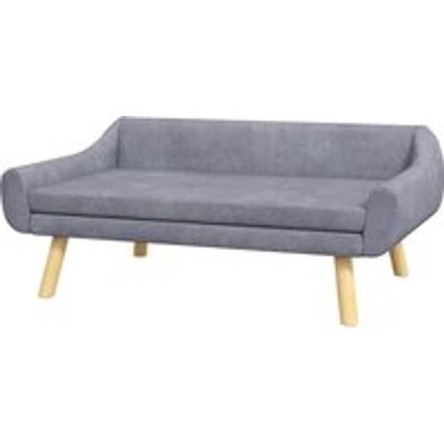 Pawhut Dog Couch With Soft Cushion, Pet Sofa Bed With Wooden Frame, Removable Cover, For Medium And Large Dogs, Grey