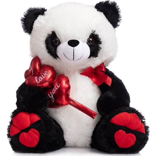 HollyHOME I Love You Panda Stuffed Animal Plush Panda with Red Hearts and Bow Sweet Plush Toy for Valentine's Day 20 inch